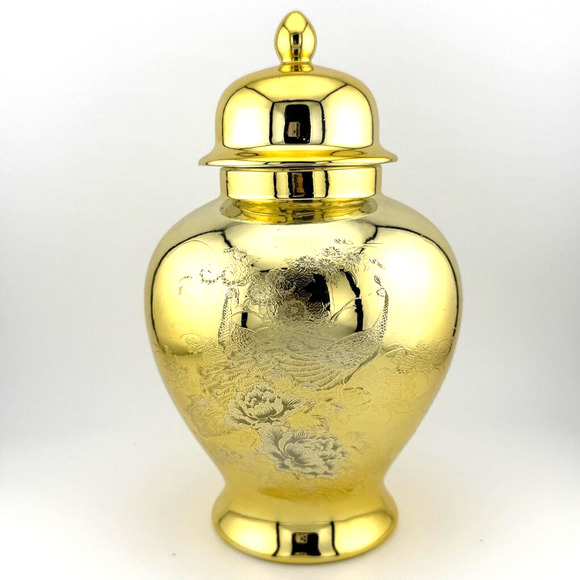 Japanese Ginger Jar Gold Gilt Silver Pheasant - Picture 1 of 10